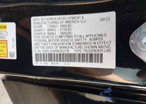 2024 Honda Civic Lx из США, поврежденный, VIN 19XFL2H56RE002739